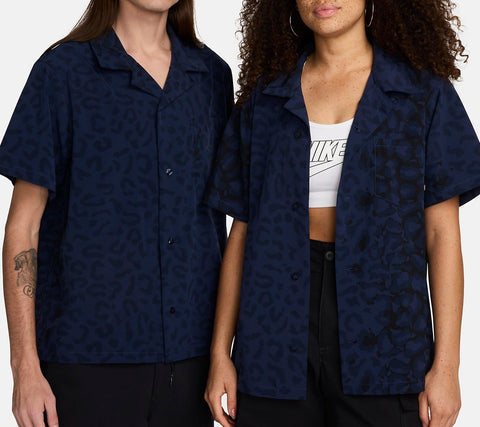Nike SB Print Bowler S/S Button-Up Skate Shirt FN2596-410 Midnight Navy (In Store Pickup Only)