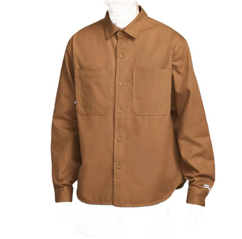 Nike SB L/S Skateboard Button-Up Shirt FV7346-281 Light British Tan/White (In Store Pickup Only)