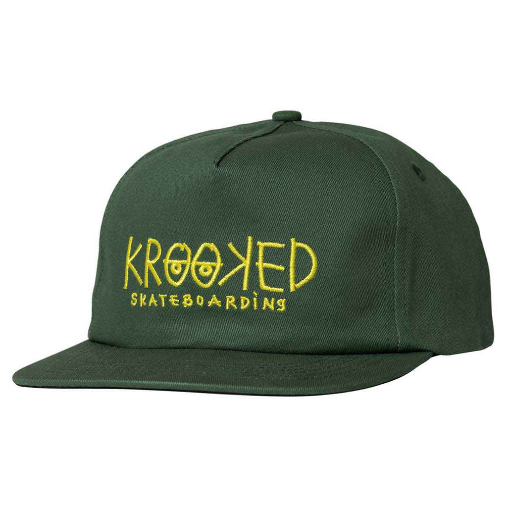 Krooked Krooked Eyes Snapback Hat Dark Green/Yellow