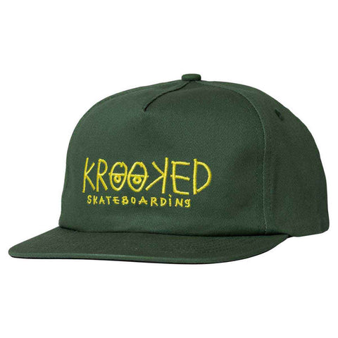 Krooked Krooked Eyes Snapback Hat Dark Green/Yellow