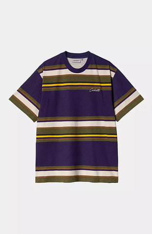 Carhartt WIP Morcom S/S Tee Morcom Stripe, Tyrian (Heavy Stone Wash) (In Store Pickup Only)