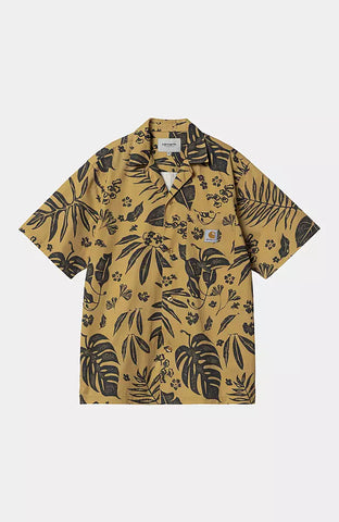 Carhartt WIP Woodblock S/S Shirt Woodblock Print, Bourbon (In Store Pickup Only)