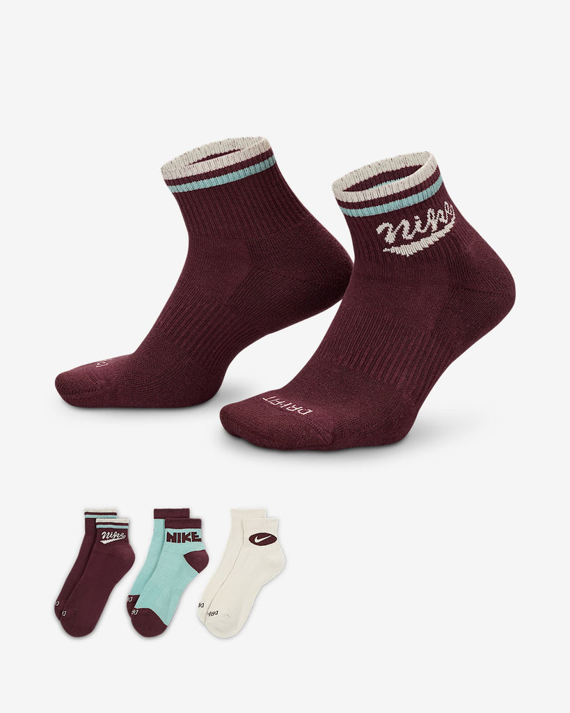 Nike Everyday Plus Ankle Socks (3 Pairs) HJ9340-904 Multi-Colour (In Store Pickup Only)