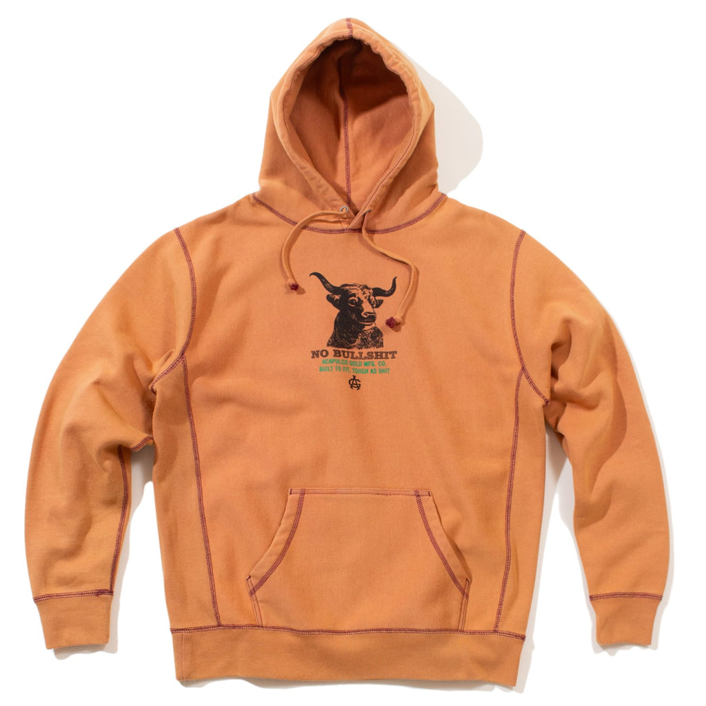 Acapulco Gold No Bullshit Pullover Hooded Sweatshirt (Worn Effect Washed Burgundy)
