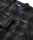 Lafayette Nep Twill Check Band Collar L/S Shirt Black