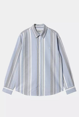 Carhartt WIP Dwyer L/S Shirt Dwyer Stripe, Bleach/Squid (In Store Pickup Only)