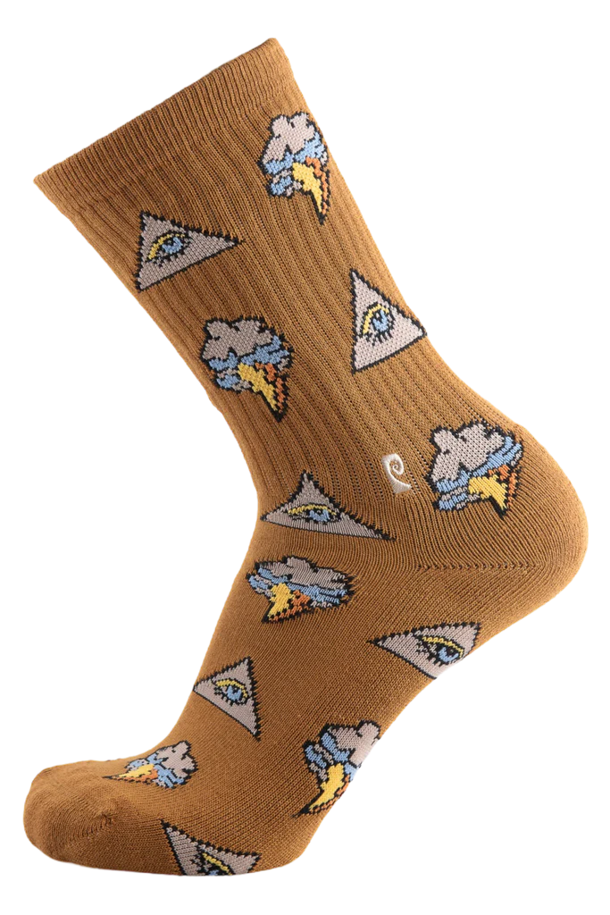Psockadelic Eye Cloud Socks Tan