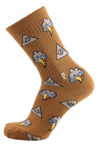 Psockadelic Eye Cloud Socks Tan