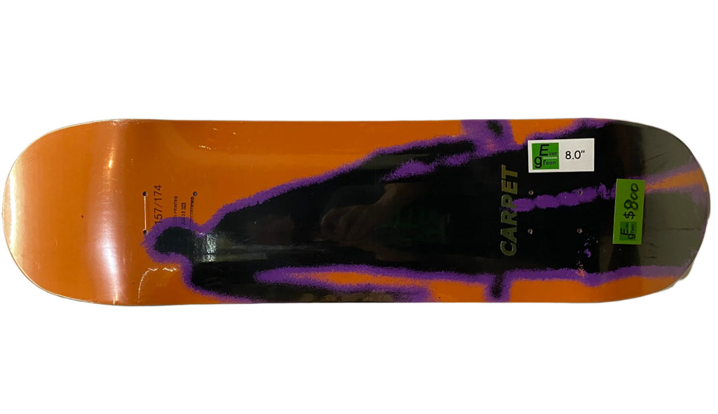 Carpet Shadow Man Orange Deck 8” With Grip Tape (In Store Pickup Only)