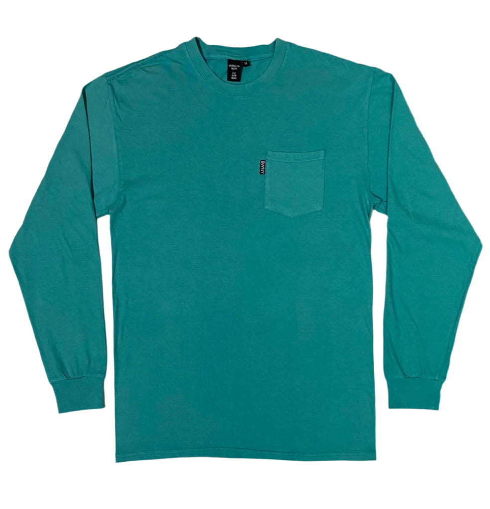 Brooklyn Work T103 Beach Wash Garment Dyed Pocket L/S Tee Peacock