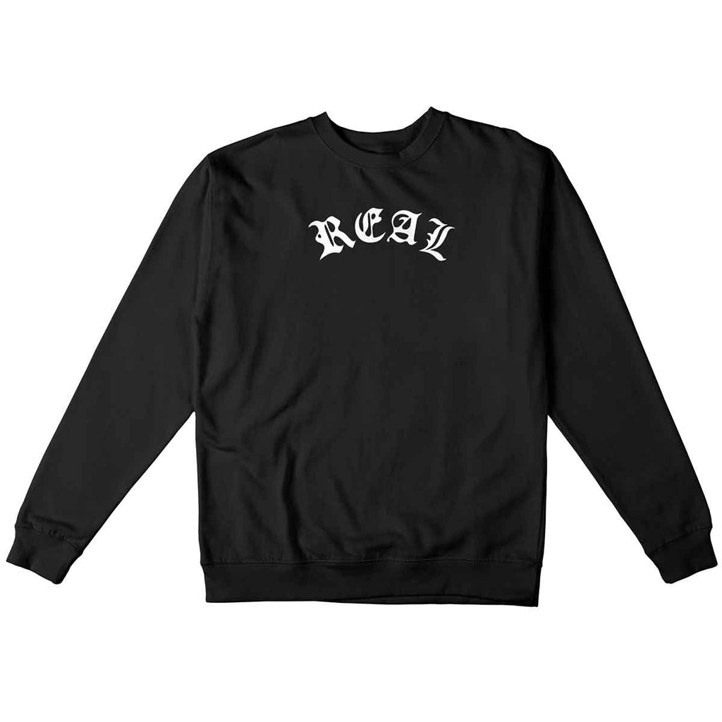 Real Skateboards Script Crewneck Sweatshirt Black/White