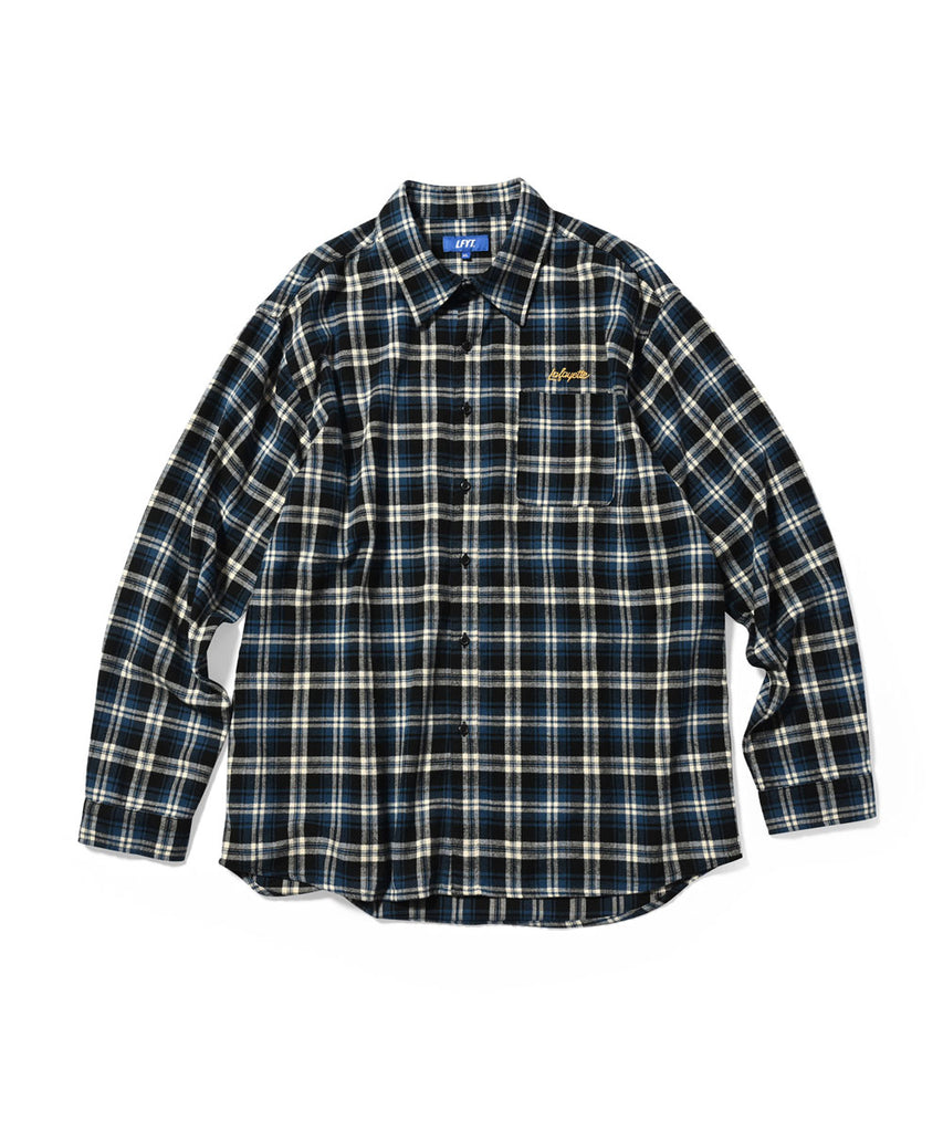 Lafayette Script Logo Plaid Flannel L/S Shirt Blue