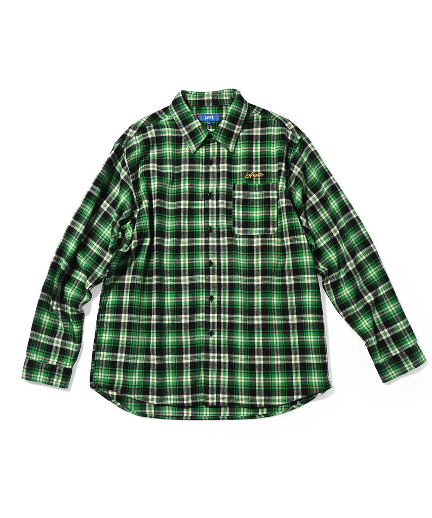 Lafayette Script Logo Plaid Flannel L/S Shirt Green