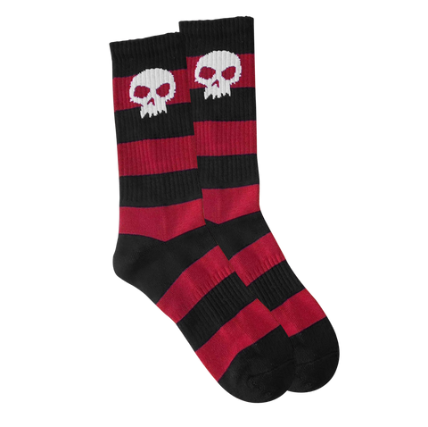 Zero Single Skull Stripe Socks Red Stripe