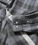 Lafayette Nep Twill Check Band Collar L/S Shirt Grey