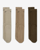 Nike Everyday Plus Lightweight Training Crew Socks (3 Pairs) SX6891-915 (Stone) (Matte Olive) (Cargo Khaki) (In Store Pickup Only)