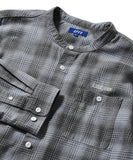 Lafayette Nep Twill Check Band Collar L/S Shirt Grey