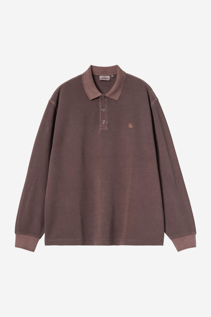 Carhartt WIP Waffle Rugby L/S Shirt Palisander, Garment Dyed