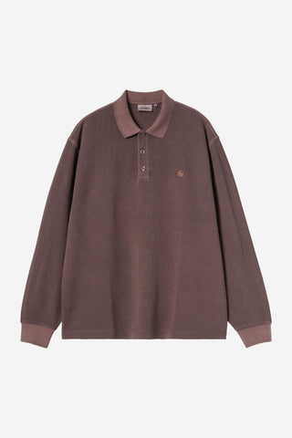 Carhartt WIP Waffle Rugby L/S Shirt Palisander, Garment Dyed