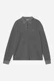 Carhartt WIP Waffle Rugby L/S Shirt Black, Garment Dyed