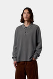 Carhartt WIP Waffle Rugby L/S Shirt Black, Garment Dyed