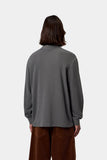 Carhartt WIP Waffle Rugby L/S Shirt Black, Garment Dyed