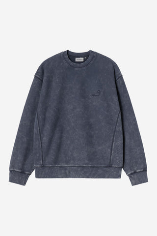 Carhartt WIP Lambert Crewneck Sweatshirt Dark Navy, Moon Wash