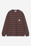 Carhartt WIP Cardona Pocket L/S Tee Cardona Stripe, Natural/Palisander, Garment dyed