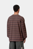 Carhartt WIP Cardona Pocket L/S Tee Cardona Stripe, Natural/Palisander, Garment dyed