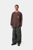 Carhartt WIP Cardona Pocket L/S Tee Cardona Stripe, Natural/Palisander, Garment dyed
