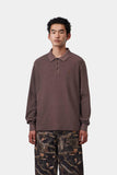 Carhartt WIP Waffle Rugby L/S Shirt Palisander, Garment Dyed