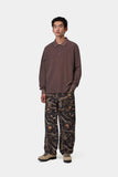 Carhartt WIP Waffle Rugby L/S Shirt Palisander, Garment Dyed