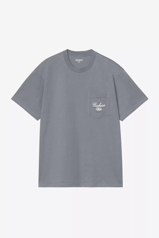 Carhartt WIP Longhand Pocket S/S Tee Cozy Blue/White