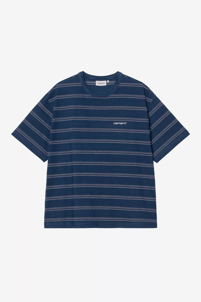 Carhartt WIP Matti S/S Tee Matti Stripe, Blue/Phlox, Overdyed