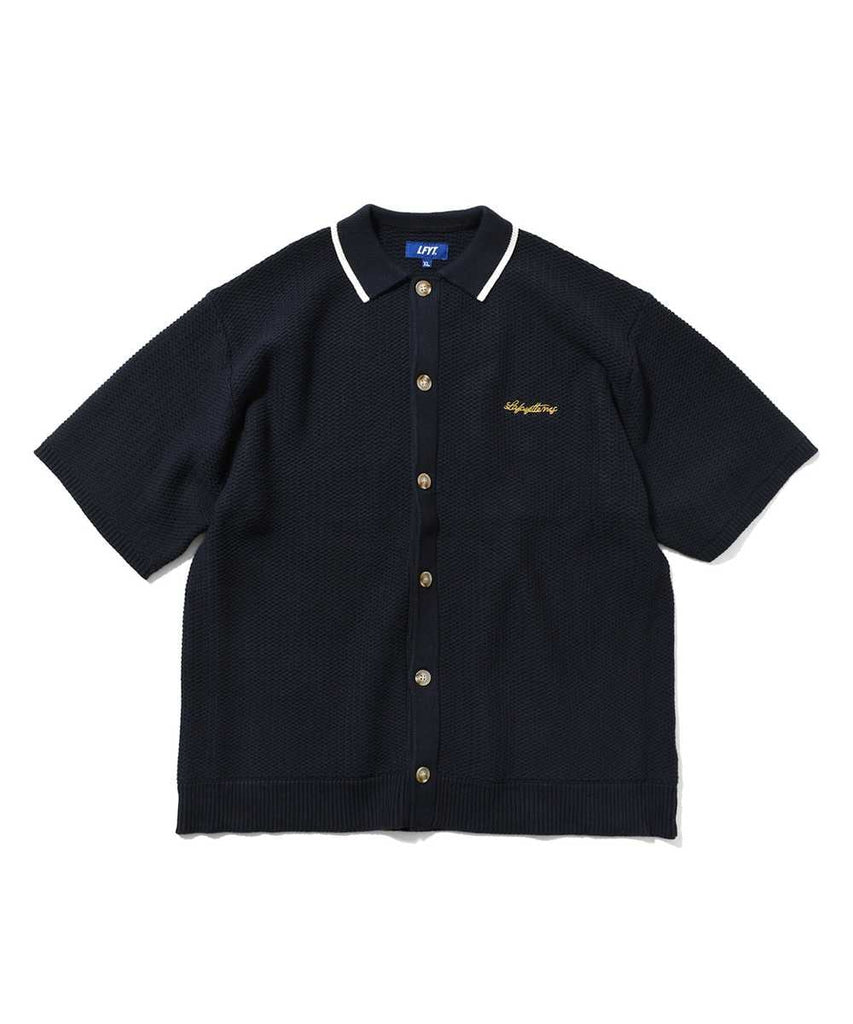 Lafayette Raven Pattern Summer Knit S/S Shirt Navy