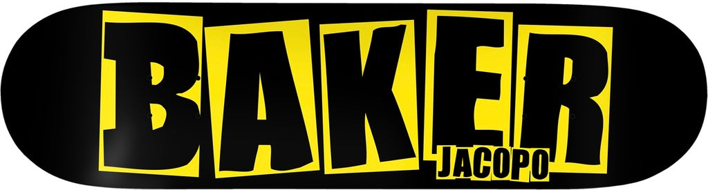 Baker Jacopo Carozzi Brand Logo Danger Yellow Deck 8” With Grip Tape (In Store Pickup Only)