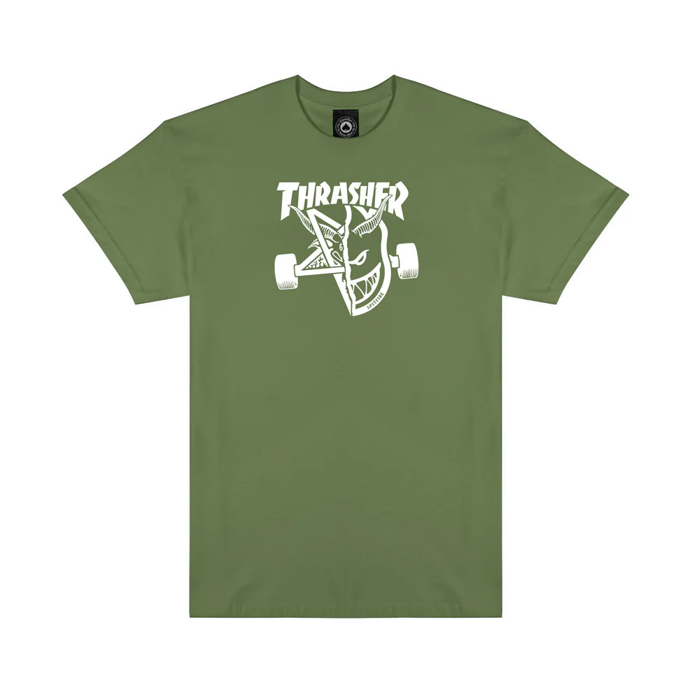Thrasher x Spitfire Thrash & Burn S/S Tee Military Green