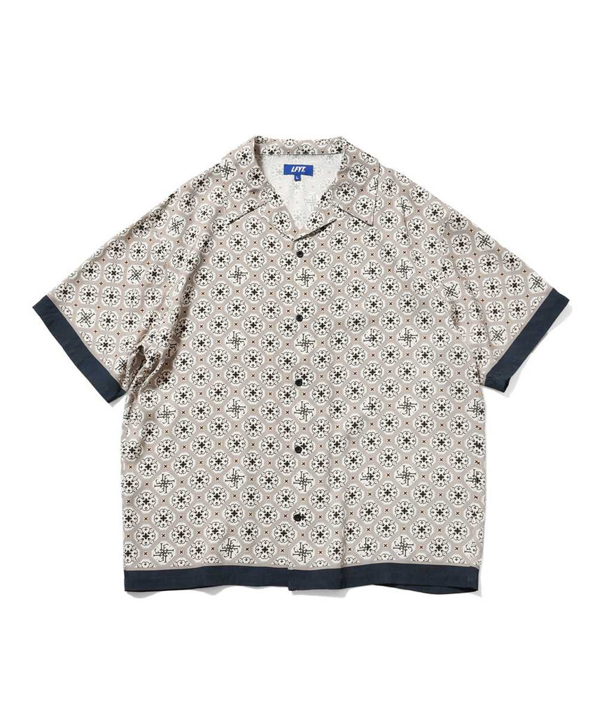Lafayette Arabesque Pattern Open Collar S/S Shirt White
