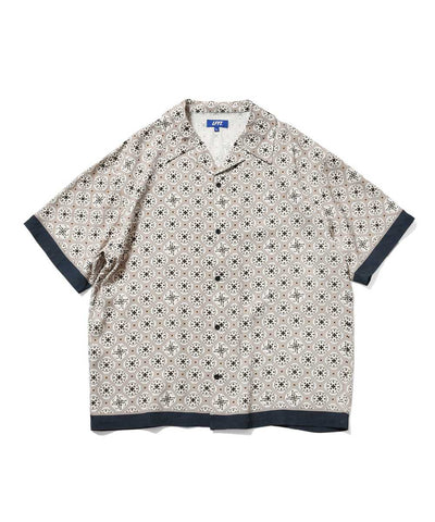 Lafayette Arabesque Pattern Open Collar S/S Shirt White