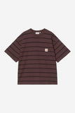Carhartt WIP Cardona Pocket S/S Tee Cardona Stripe, Natural/Palisander (Garment Dyed)