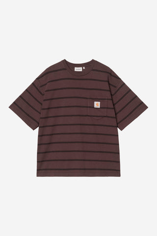 Carhartt WIP Cardona Pocket S/S Tee Cardona Stripe, Natural/Palisander (Garment Dyed)