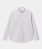 Carhartt WIP Duffield L/S Shirt Duffield Stripe , Nomad/White