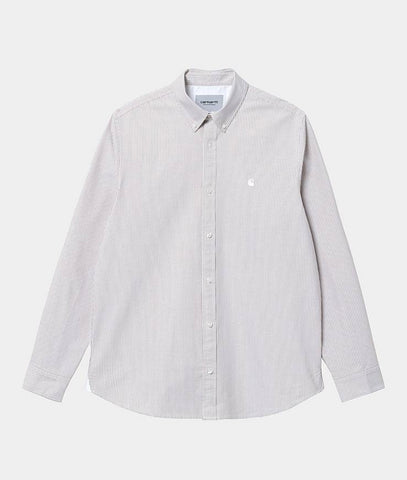 Carhartt WIP Duffield L/S Shirt Duffield Stripe , Nomad/White (In Store Pickup Only)