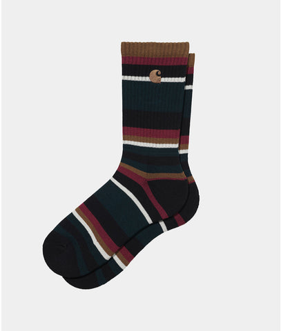 Carhartt WIP Huntley Socks Huntley Stripe/Deep Teal (In Store Pickup Only)