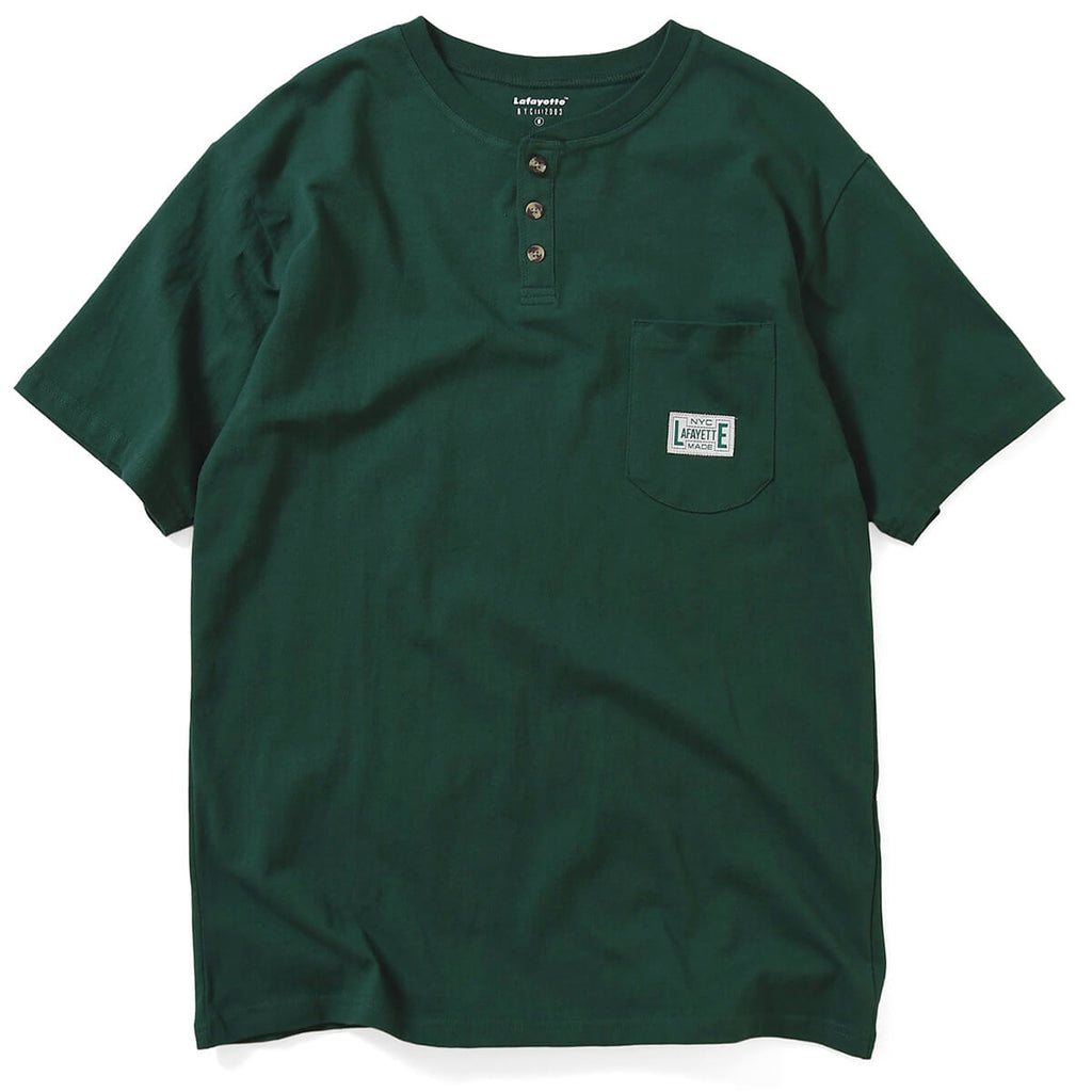 Lafayette Henry Neck Pocket S/S Tee Green