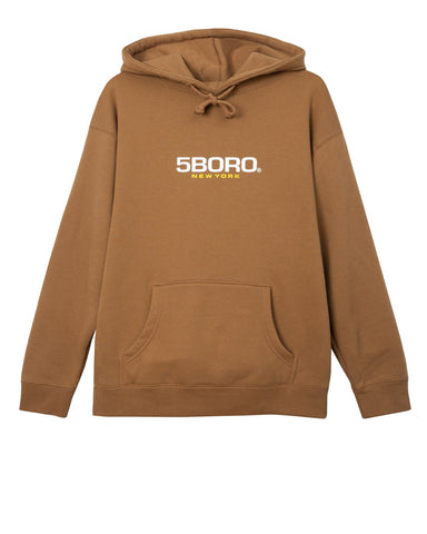 5Boro NYC EXT Logo Pullover Hooded Sweatshirt Saddle Brown