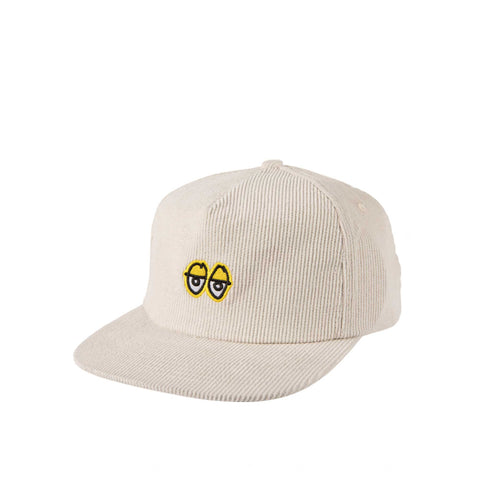 Krooked Corduroy Eyes Snapback Hat White/Yellow