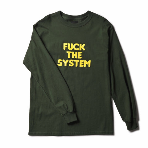 AM Aftermidnight NYC Fxxk The System L/S Tee Forest Green