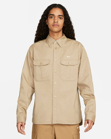 Nike SB Woven Skate L/S Button Up Shirt DQ6288-247 Khaki (In Store Pickup Only)