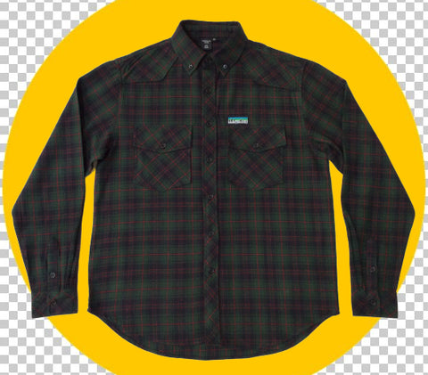 Brooklyn Work T35 Plaid Flannel L/S Shirt Green/Black/Burgundy